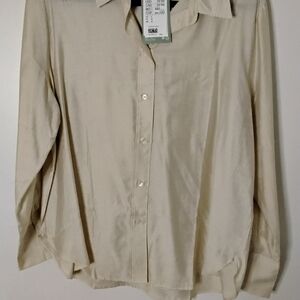 H&M Beige Button-Up Shirt